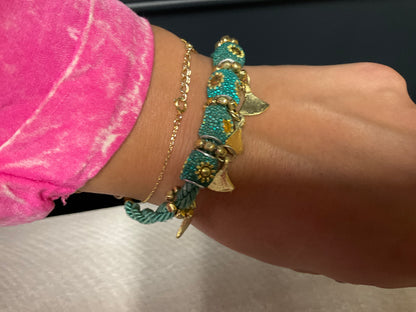 Teal And Gold Bracelets