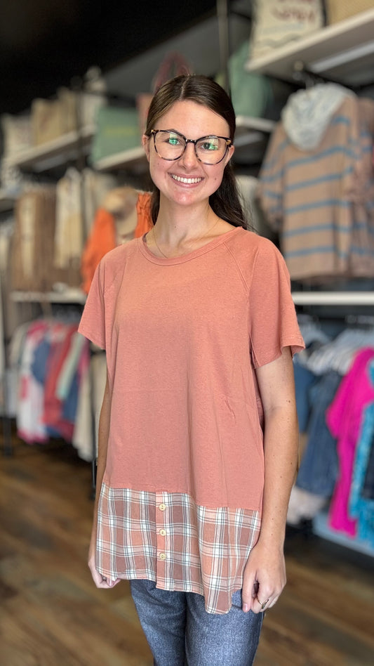 Dusk T Shirt Plaid Top