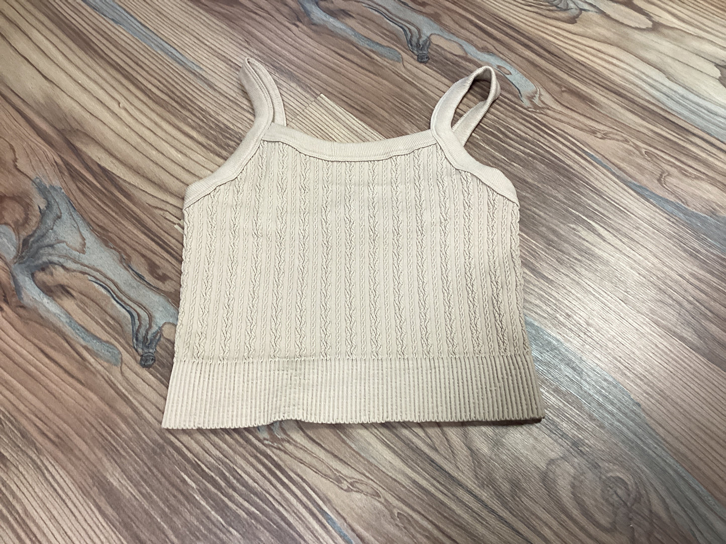 Tan Cable Ribbed Bralette
