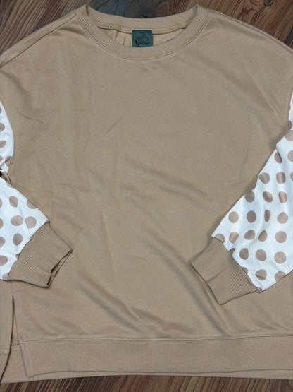 Tan Polka Dot Long Sleeve