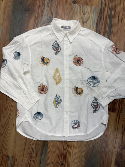 Seashell Embroidered Button Down