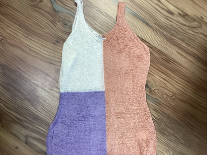 Peach Color Block Knit Tank
