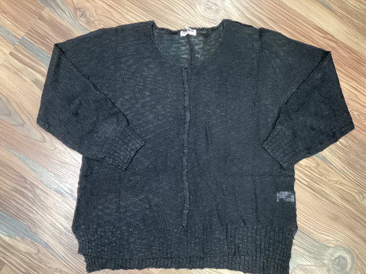 Black Long Sleeve V Neck Knit