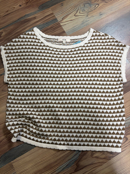 Mocha Cream Geo Boat Neck Short Sleeve