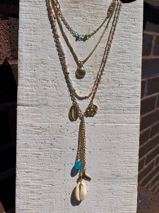 Quad Layered Sea Charm Necklace