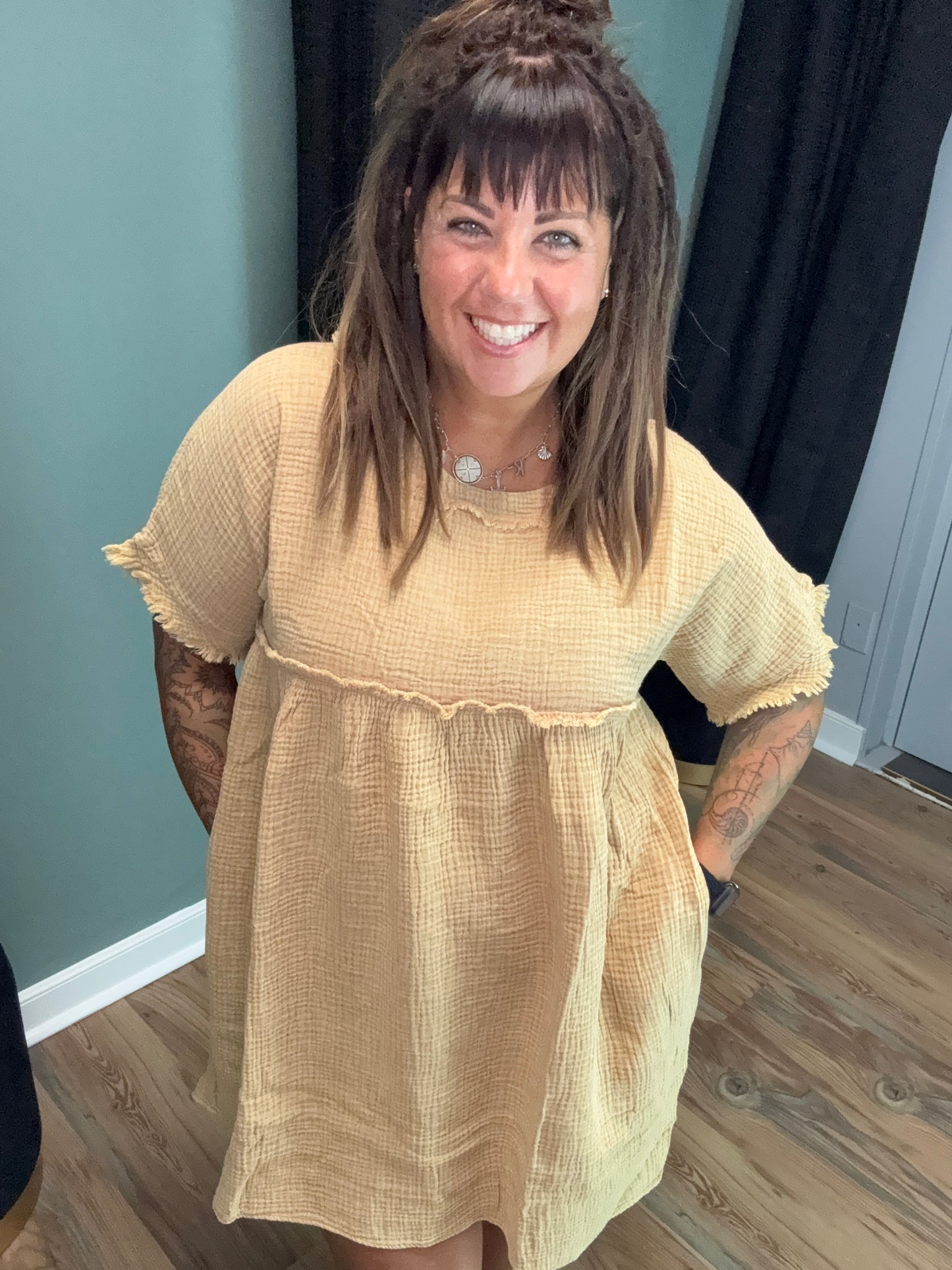 Iced Coffee Scoop Neck Dress