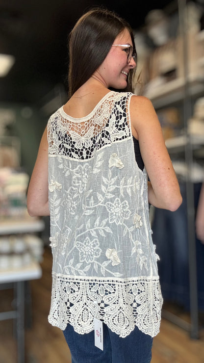 Boho Embroidered Tank One Size