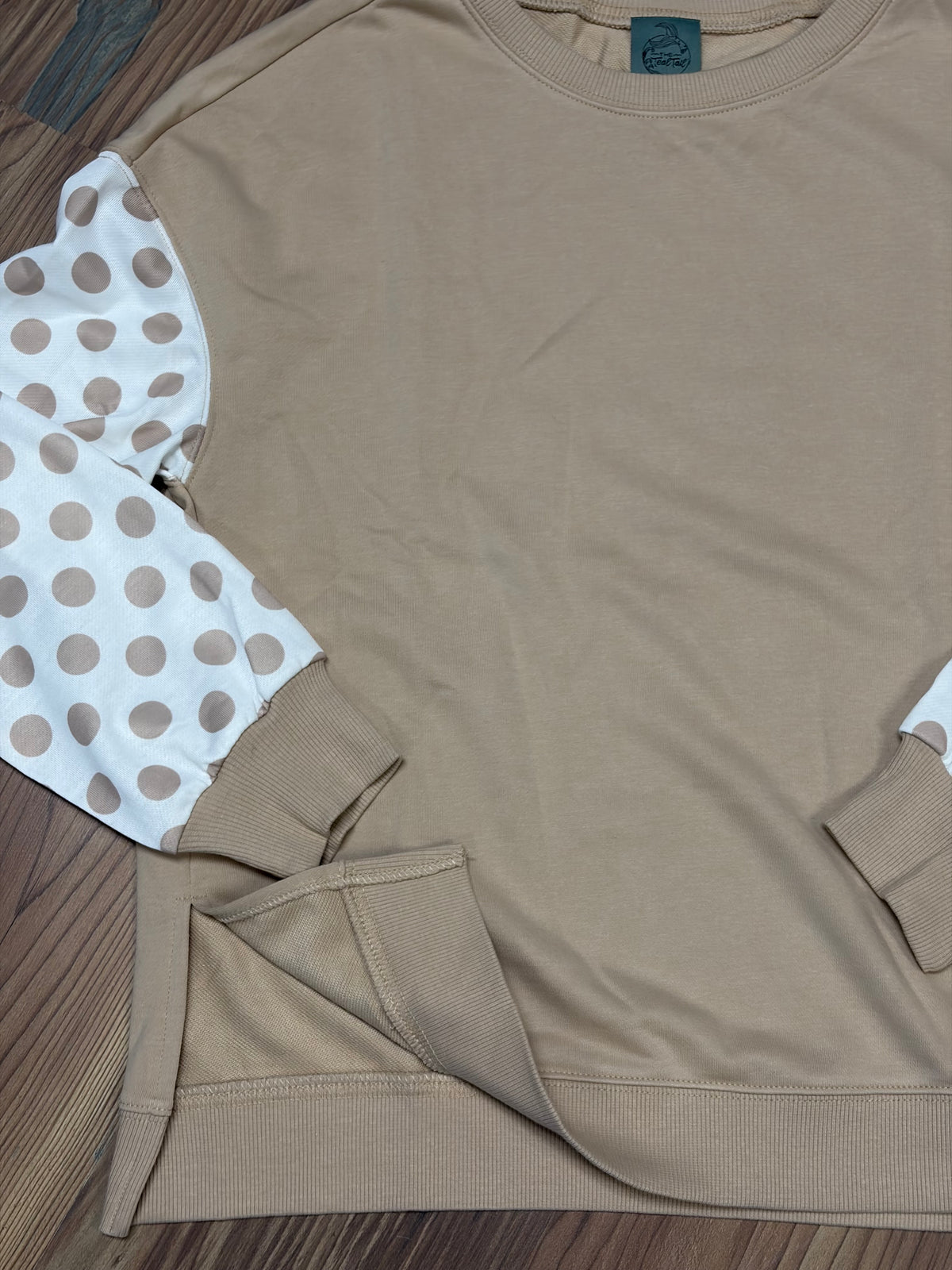 Tan Polka Dot Long Sleeve