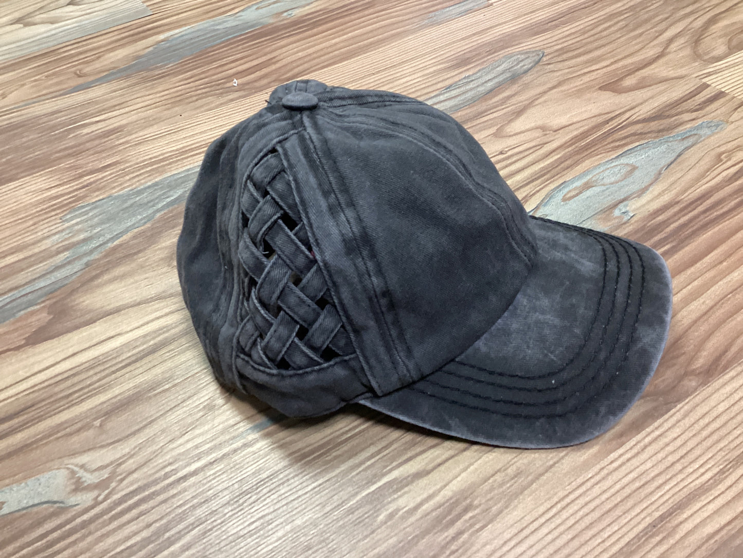 Grey Wash Ponytail Hat