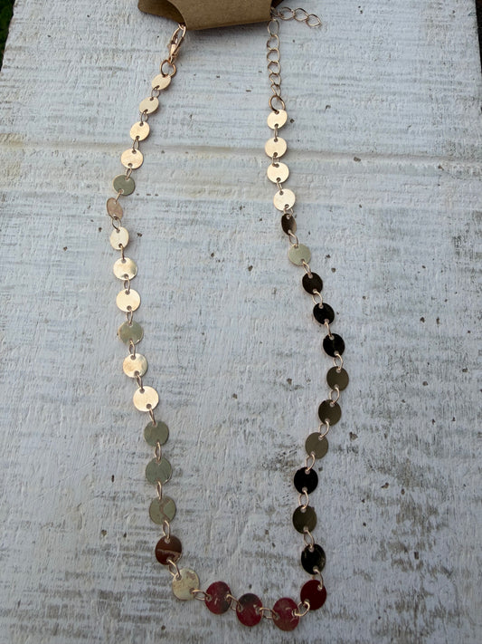 Gold Flat Discs Necklace