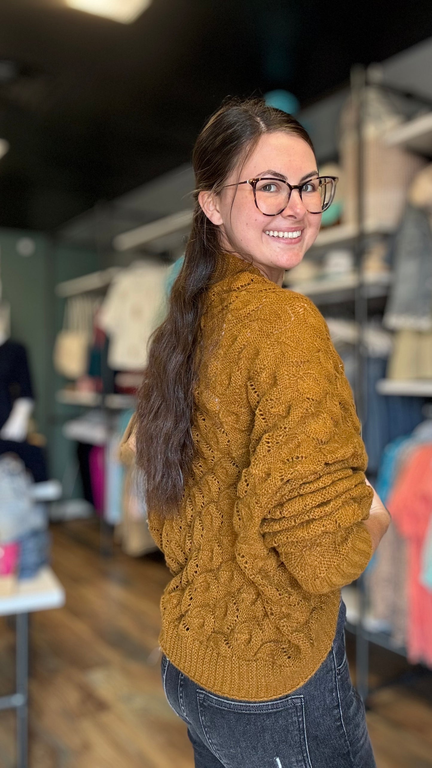 One Size Mustard Textured Cropped Cardi