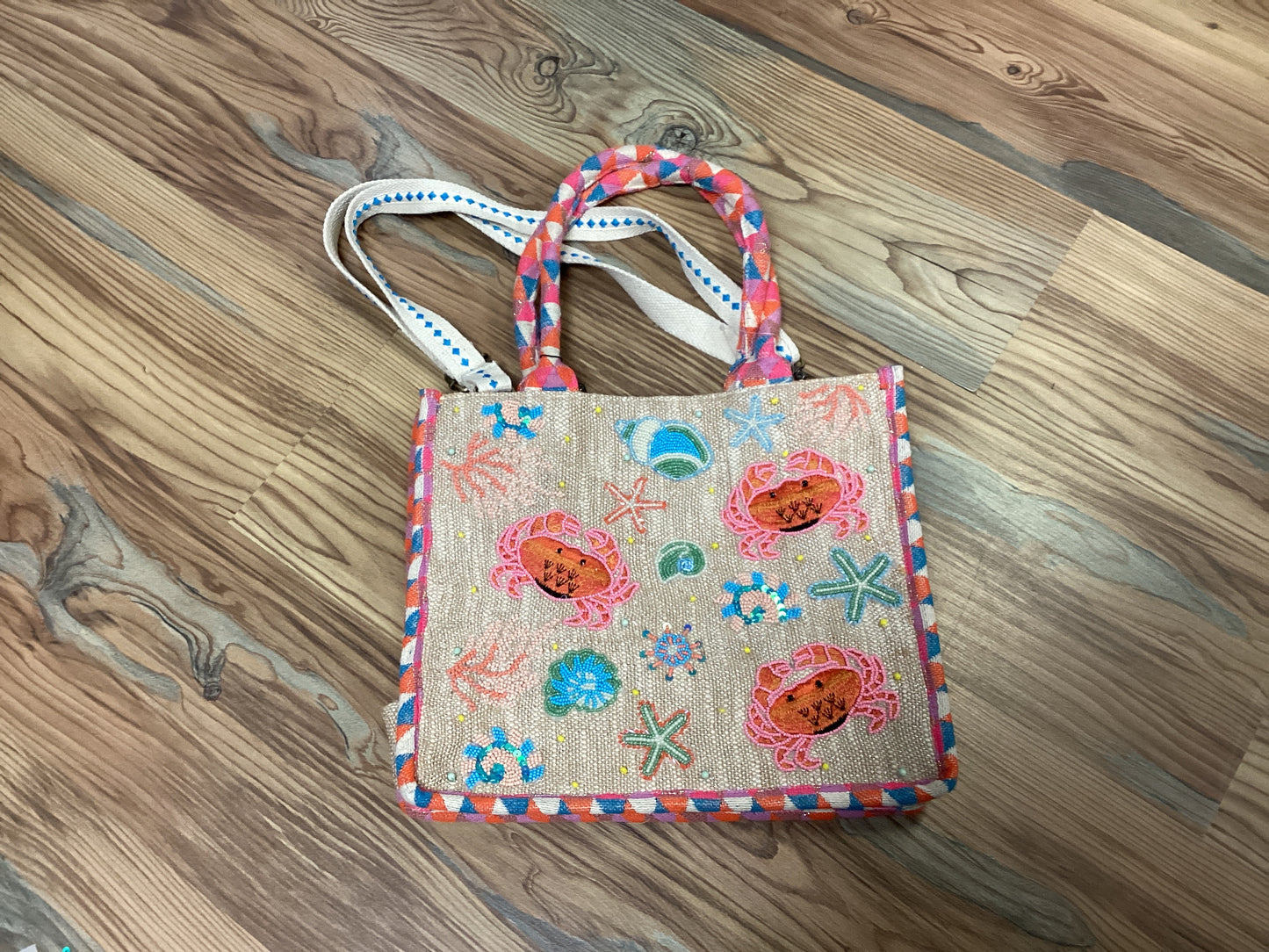 Crab Medium Beaded Tote