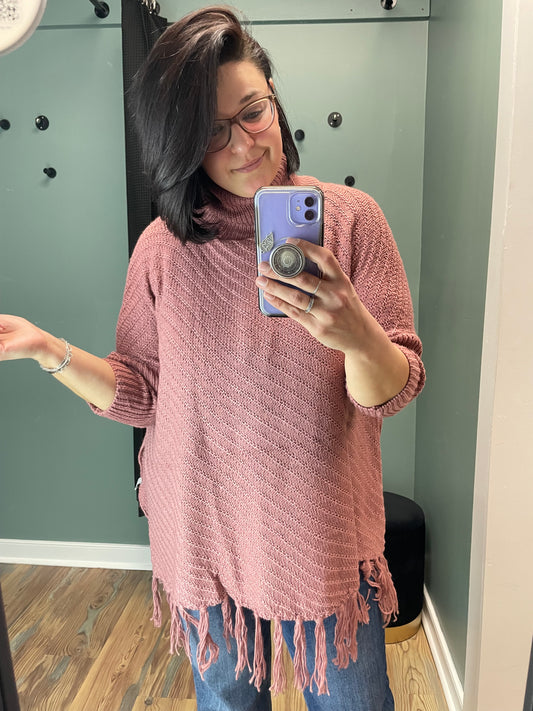 OC Mauve Turtle Neck Poncho