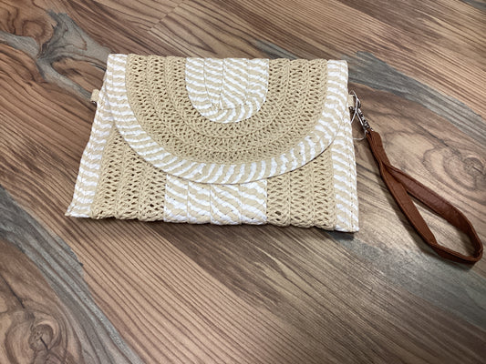 White Striped Straw Envelope Crossbody