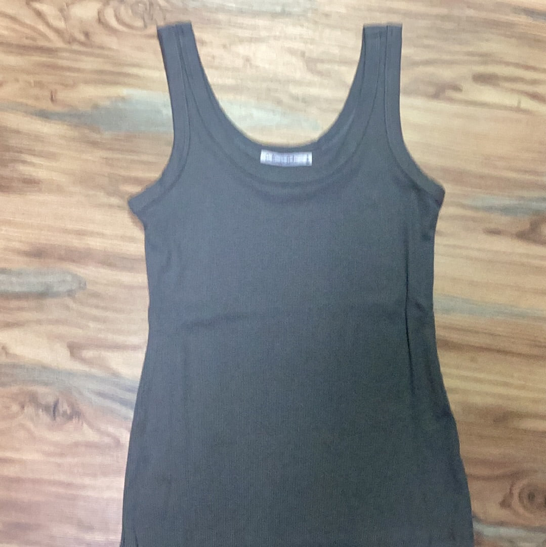 Cold Charcoal Scoop Neck Ribbed Tank