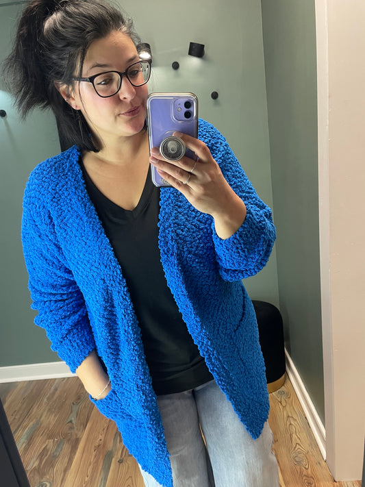 Royal Blue Popcorn Cardi