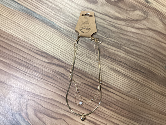 Triple Layer Heart Pearl Necklace