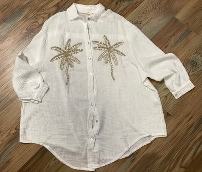 White Palm Linen Top