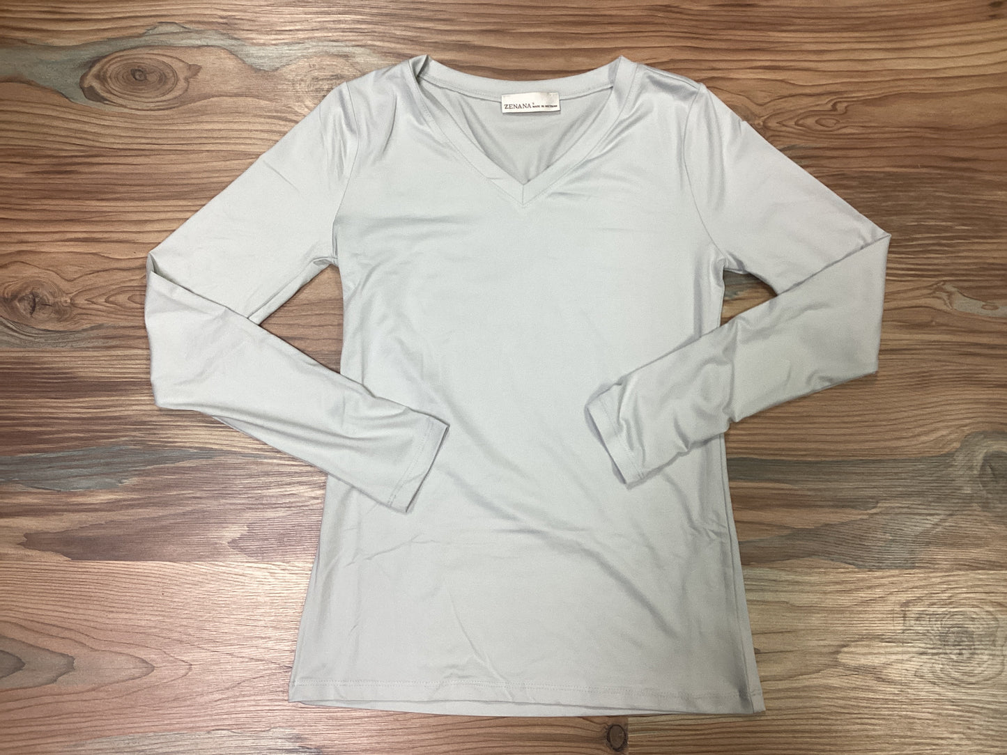 Cement Softy Long Sleeve V Neck