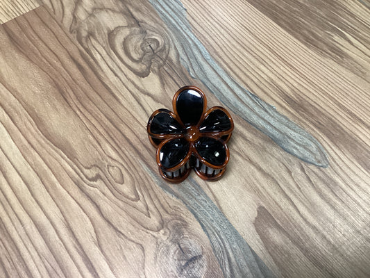 Black Brown Flower Claw Clip