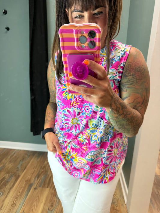 Pink Floral Sleeveless Dear Scarlett