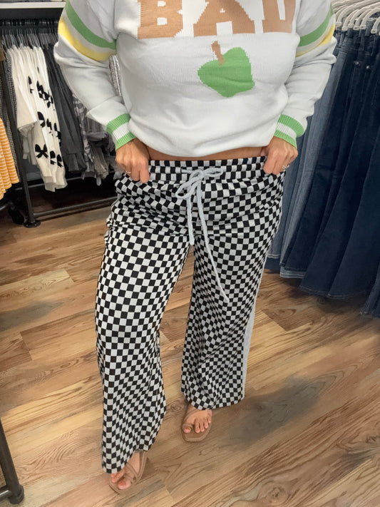 Grey Stripe Checkered Pants