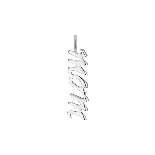 Silver Mom Script Charm