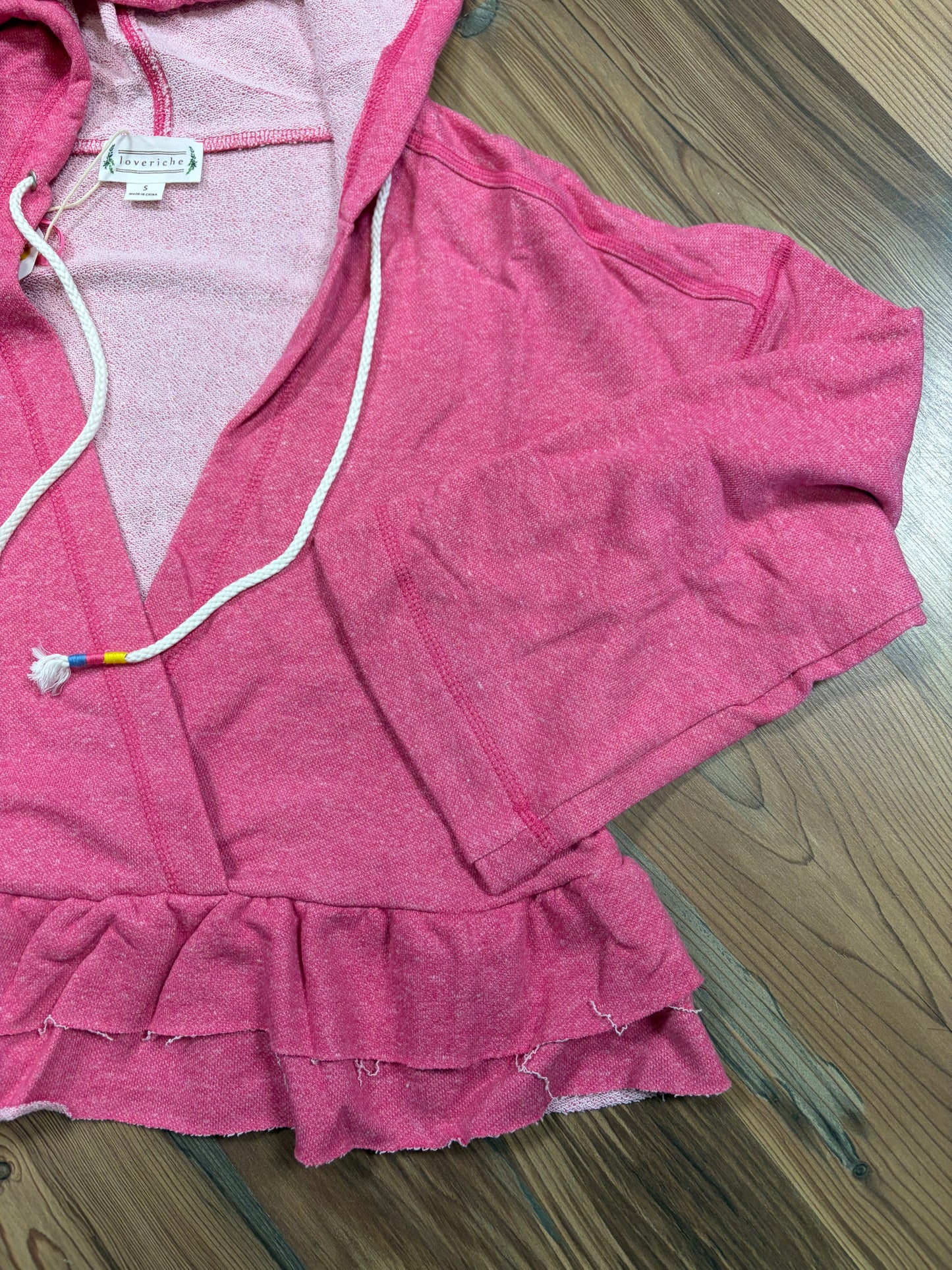 Washed Pink Ruffle Hoodie