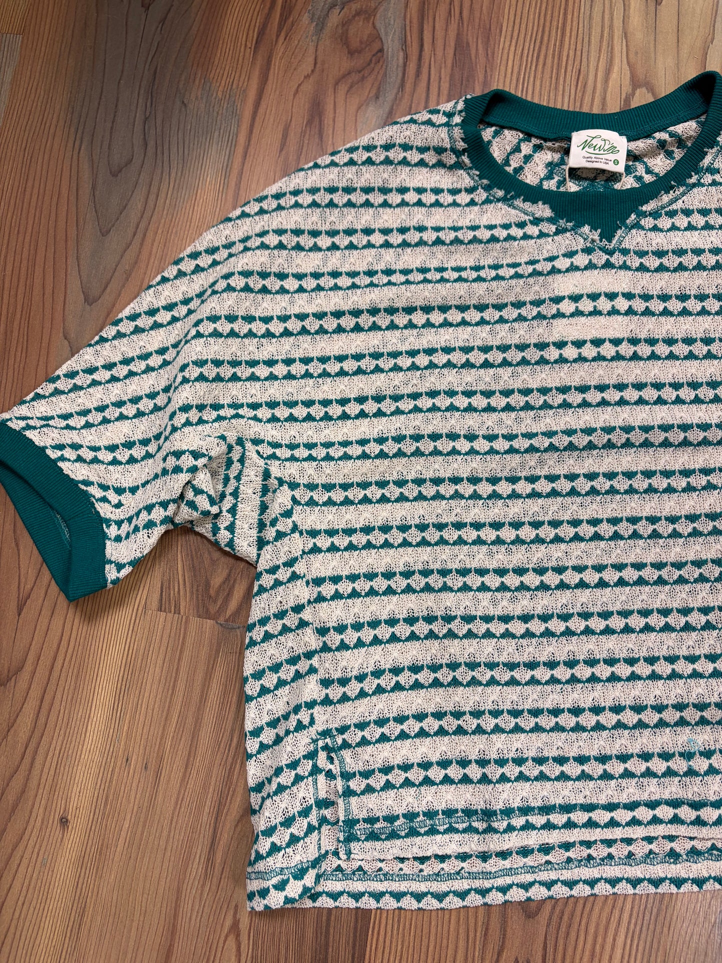 Teal Cream Geo Knit