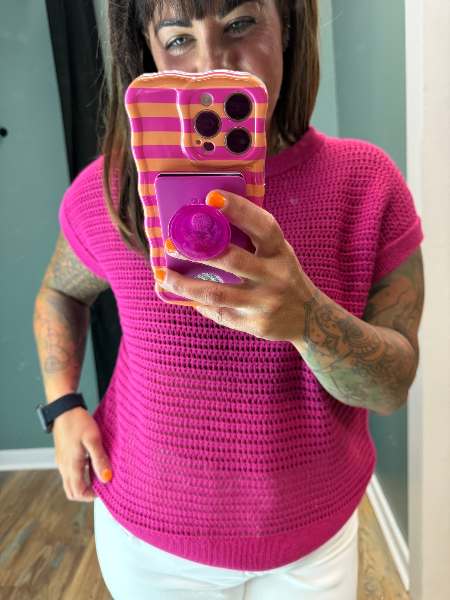 Magenta Open Knit