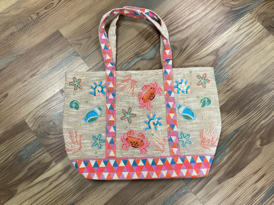 Crab Large Beaded Tote