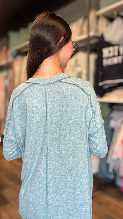 Teal Softy Hacci Long Sleeve Zenana