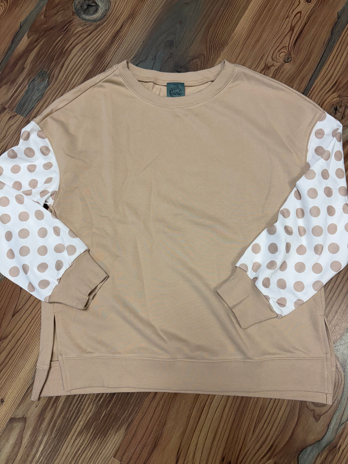Tan Polka Dot Long Sleeve