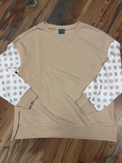 Tan Polka Dot Long Sleeve