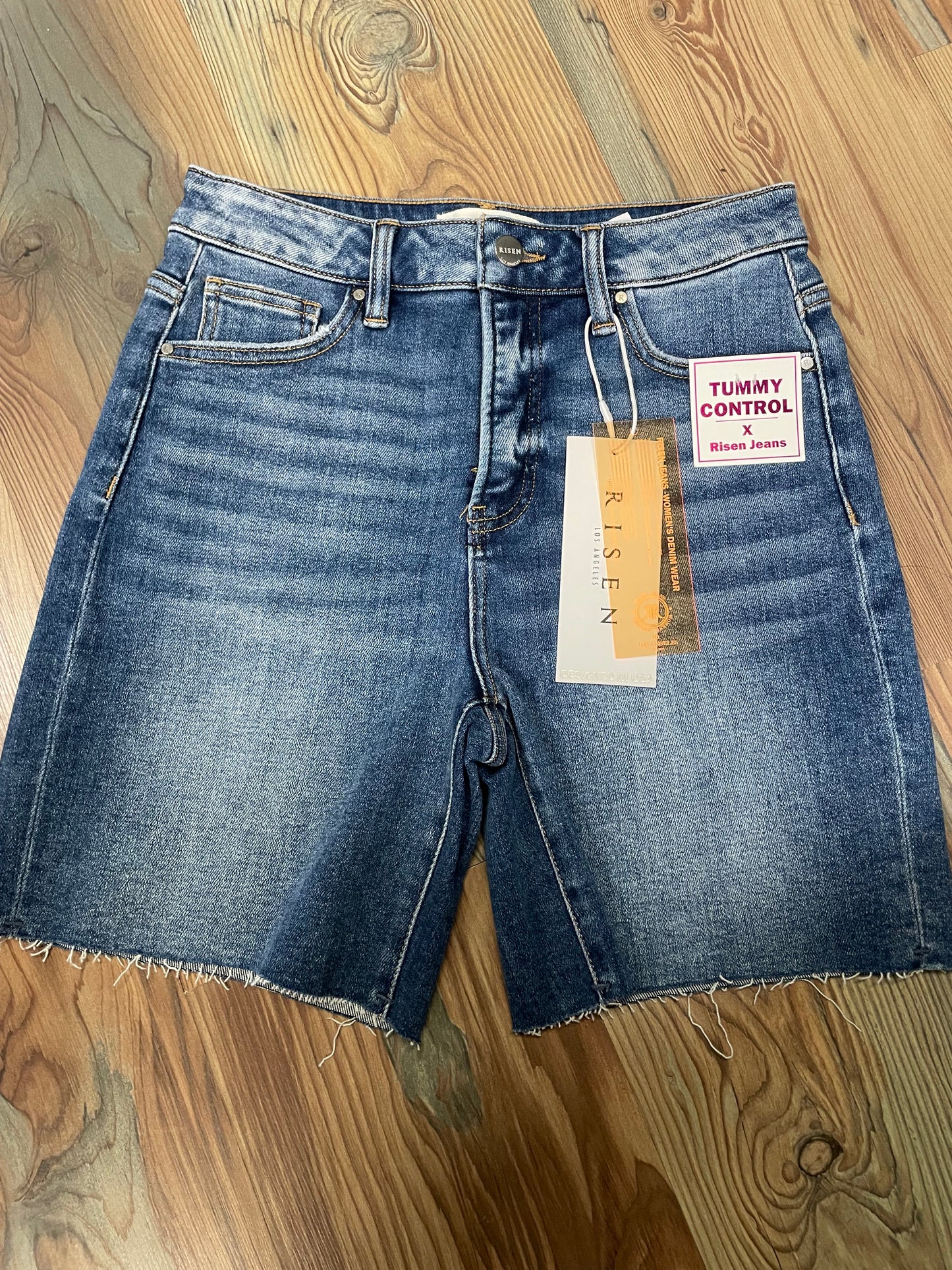 Risen Tummy Control Raw Hem Shorts
