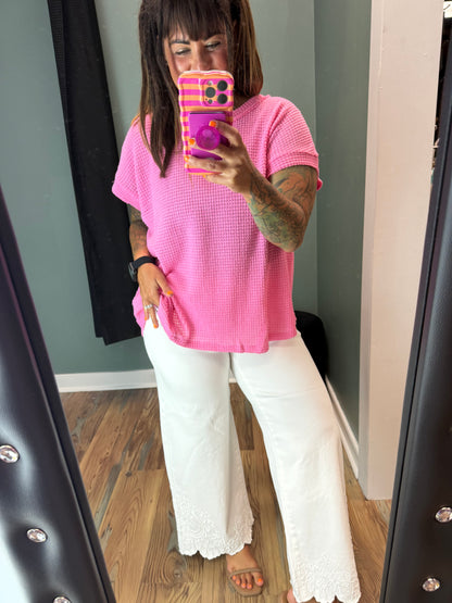 Pink Waffle Knit Top