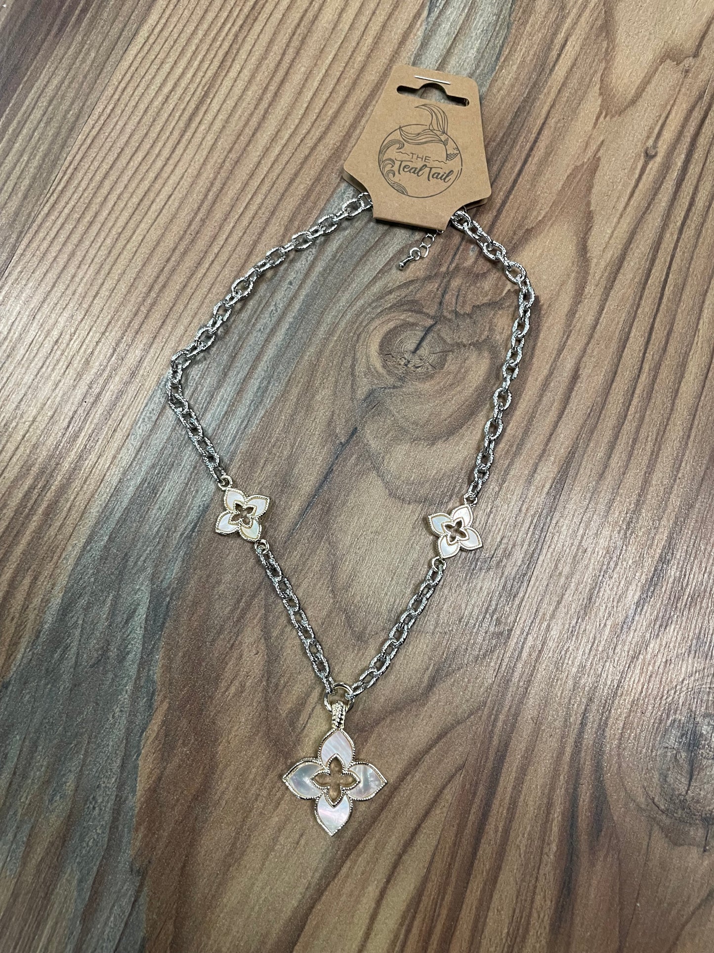 Opal Clover Chain Necklace
