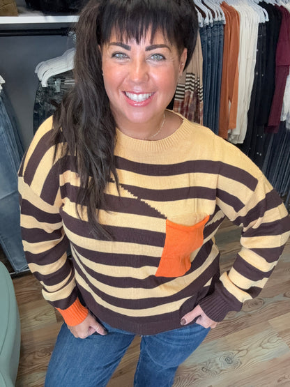 Brown Yellow Stripe Knit