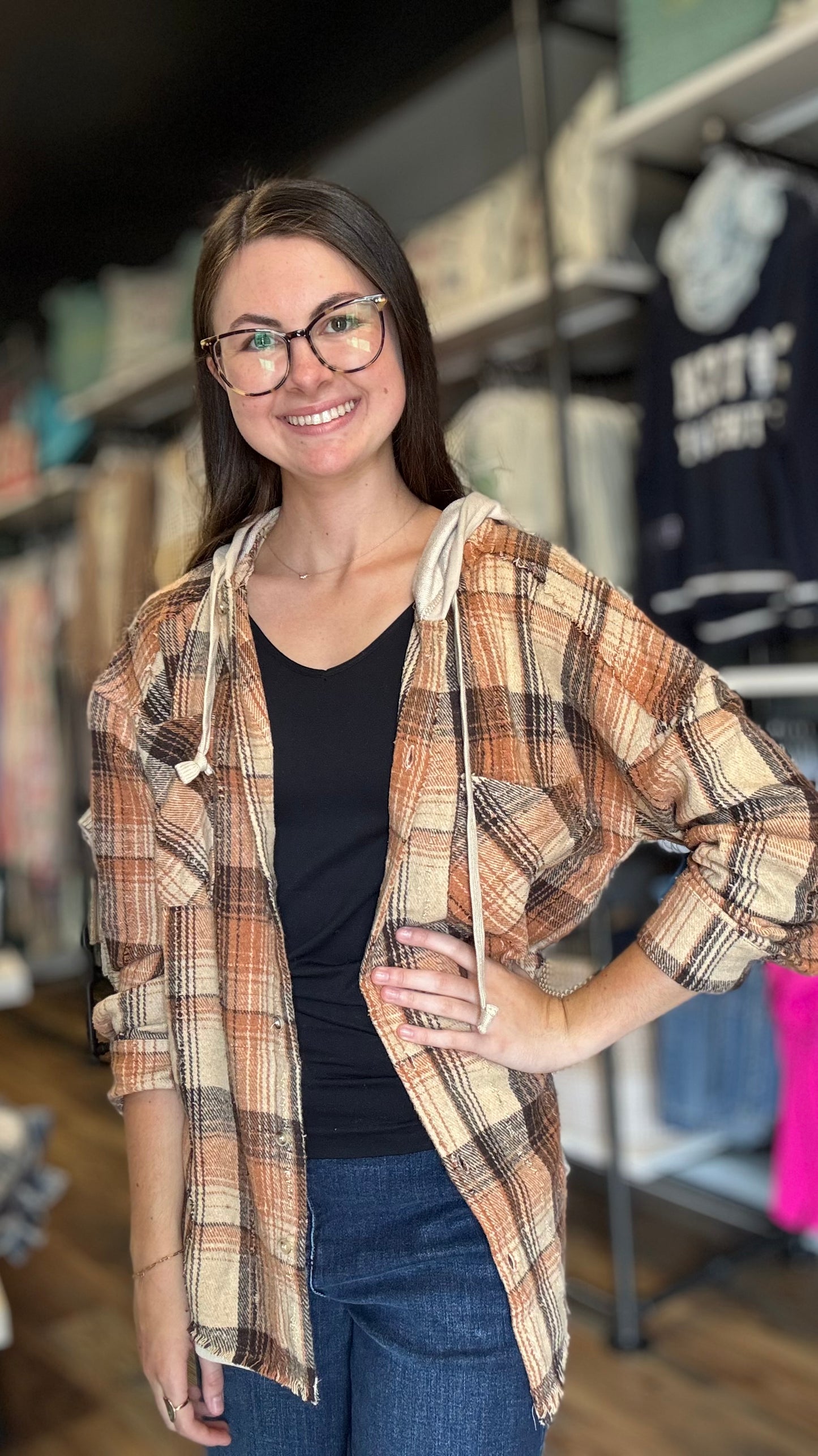 Caramel Mix Hooded Flannel
