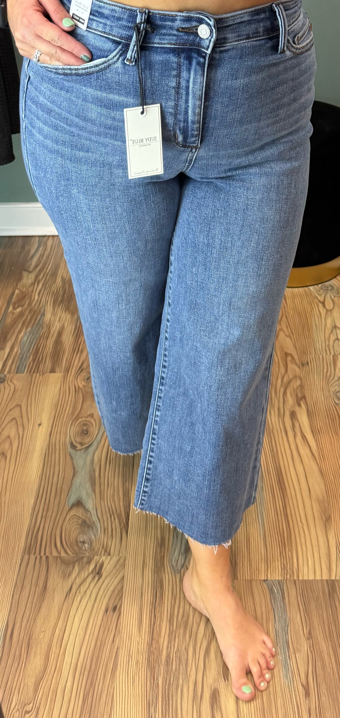 Judy Blue Medium High Waist Raw Crop