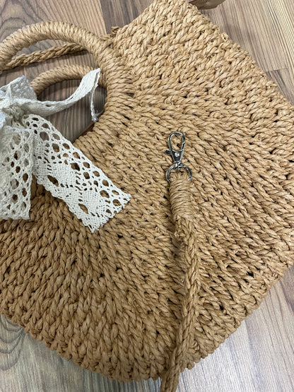Large Straw Ribbon Bag
