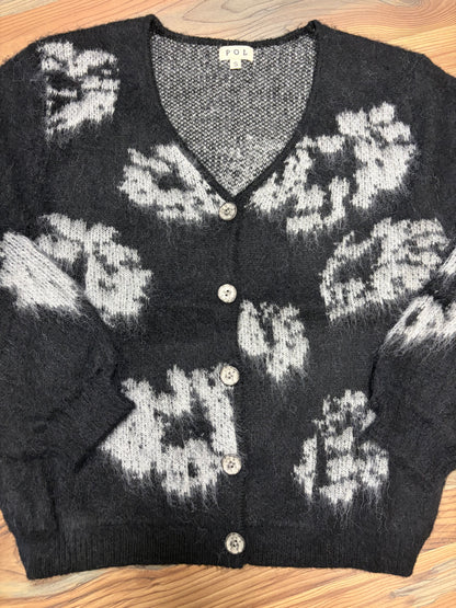 Black Mohair Button Cardi POL