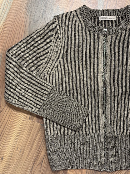 Black Two Tone Zip Knit