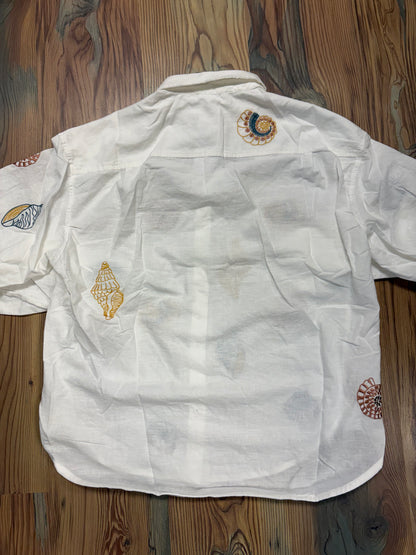 Seashell Embroidered Button Down