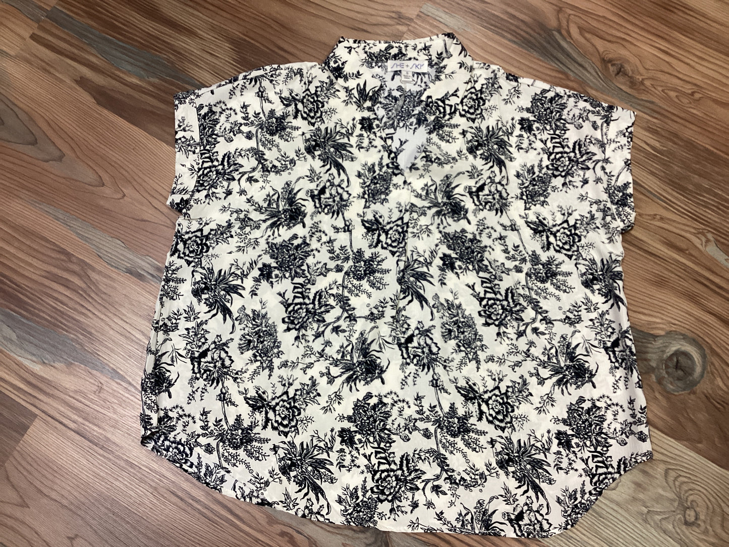 Cream Floral V Neck Collared V Neck