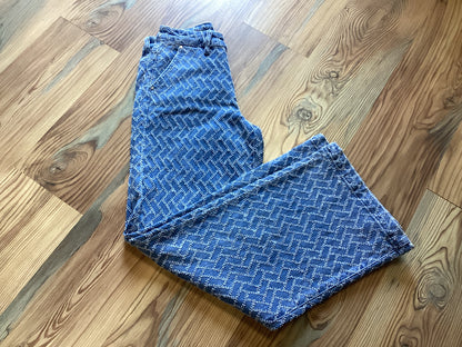 Risen High Waist Textured Jeans