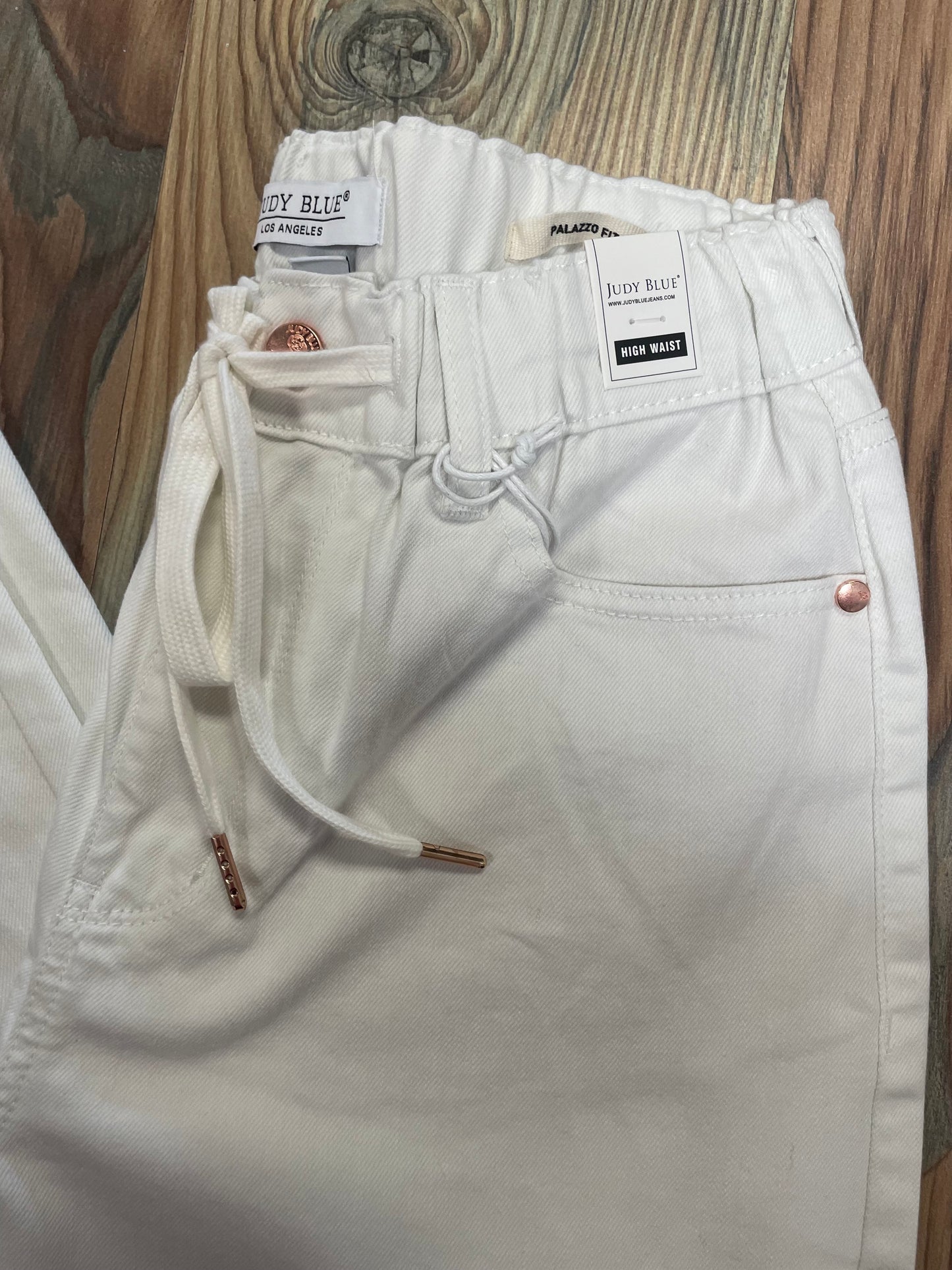 Judy Blue White Palazzo Elastic Waist