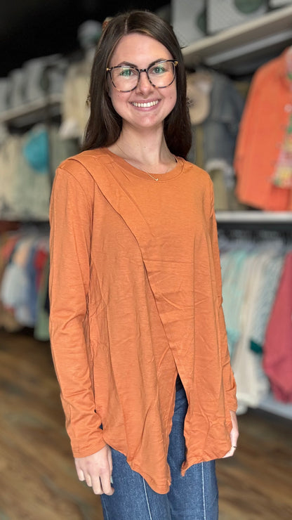 Rust Asymmetrical Long Sleeve