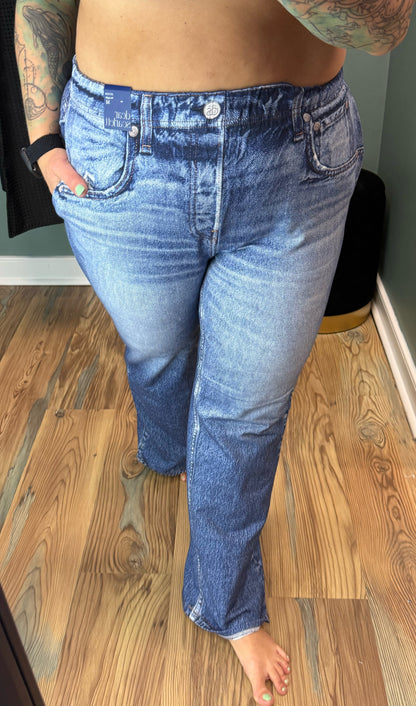 Zenim Pull On Straight Leg Dark Denim