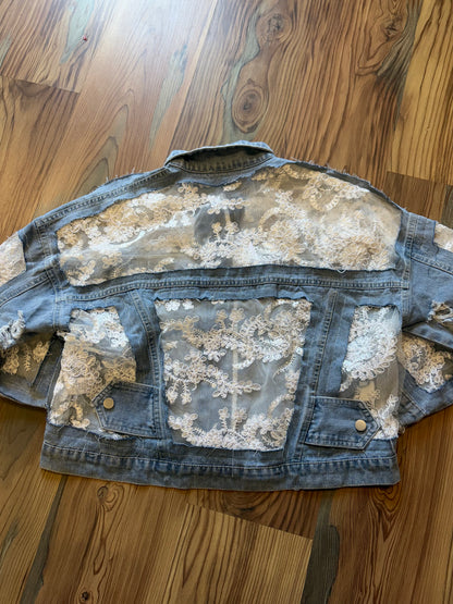 Oversized Lace Denim Jacket